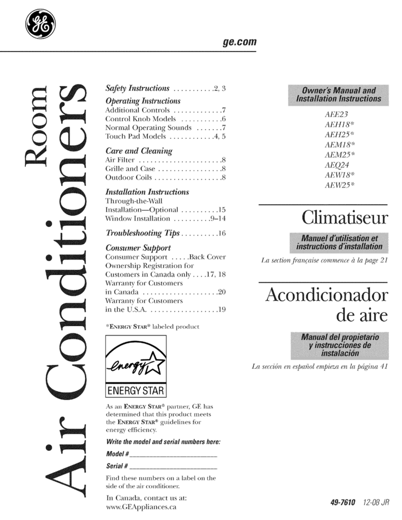 GE CLIMATISEUR AEE23 User manual