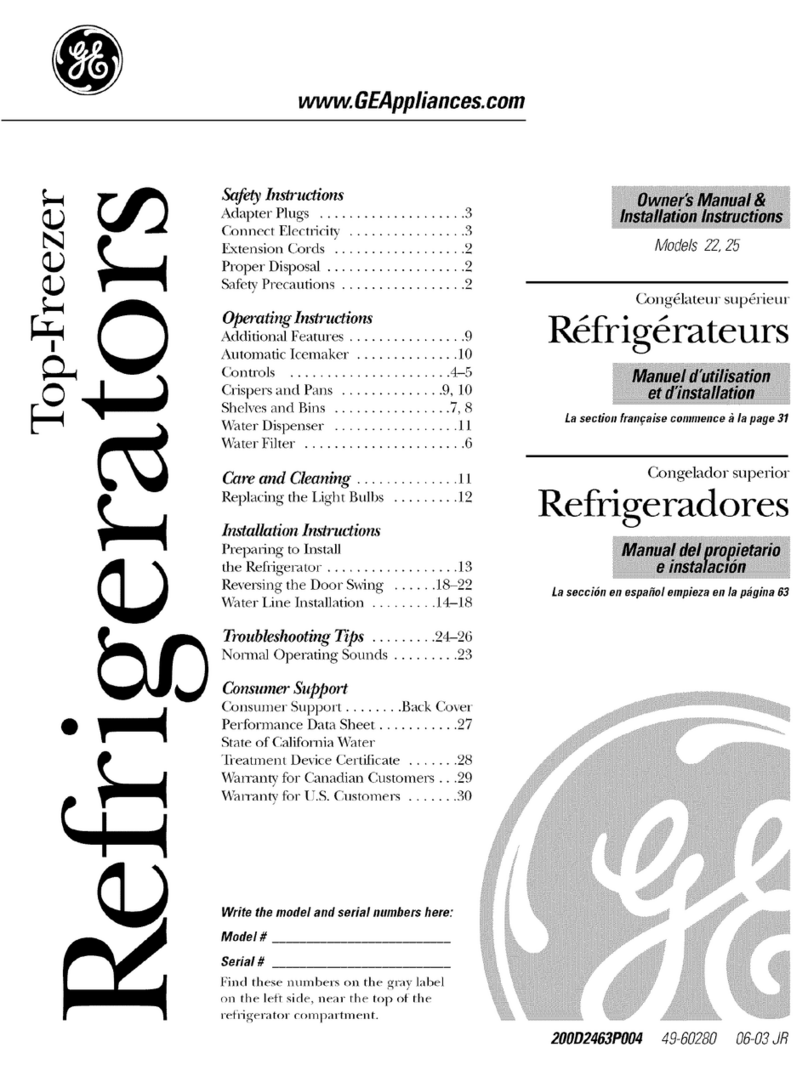 GE PTS22SCPARBS and Operating instructions