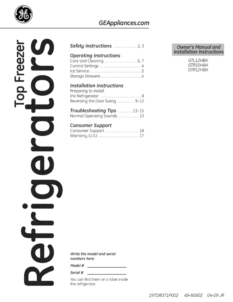 GE GTL12HBX Operating instructions