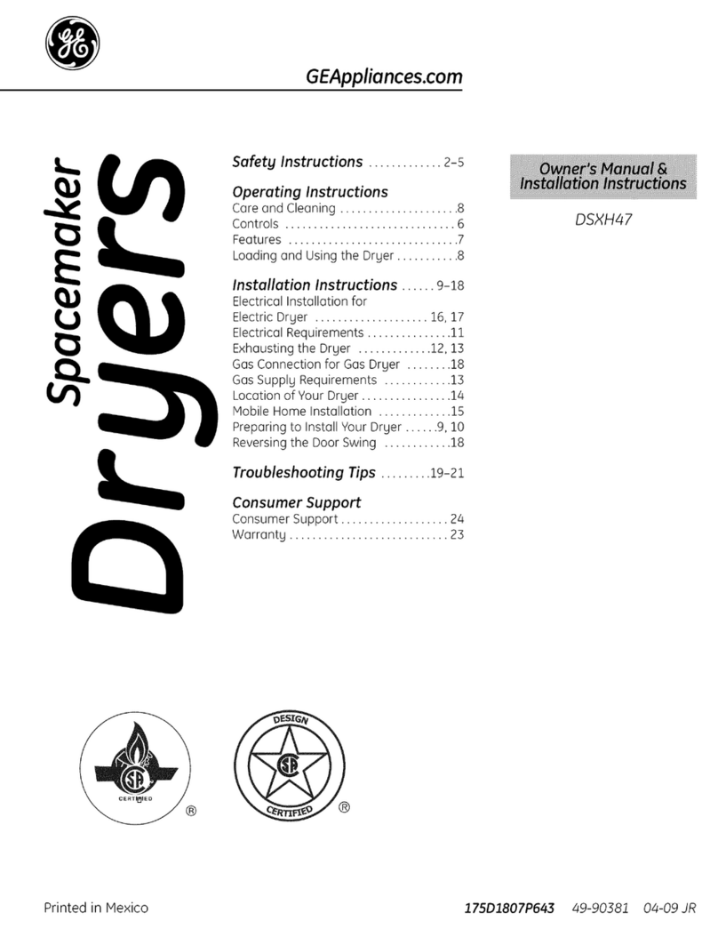 GE Spacemaker DSXH47 Operating instructions