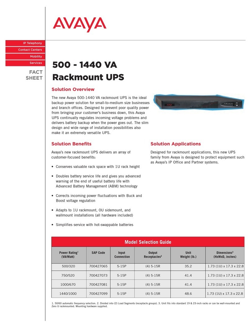Avaya 500 - 1440 VA specification Avaya 500 - 1440 VA specification
