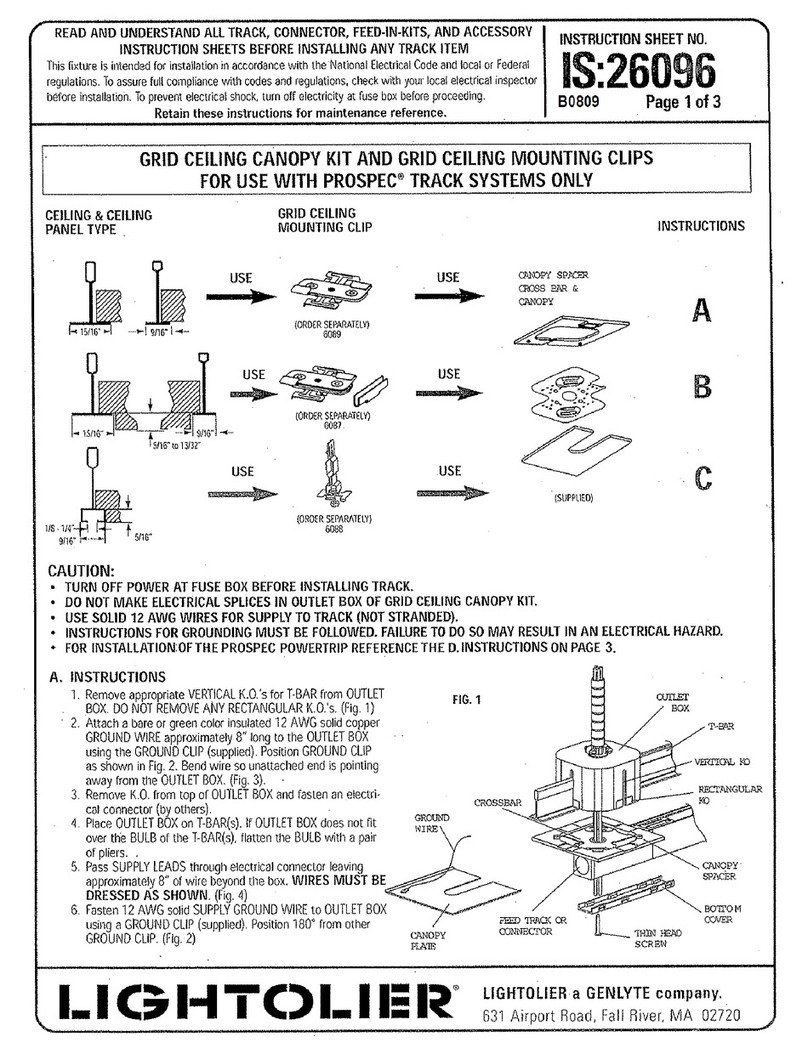 Lightolier ProSpec Track system Instructions for use