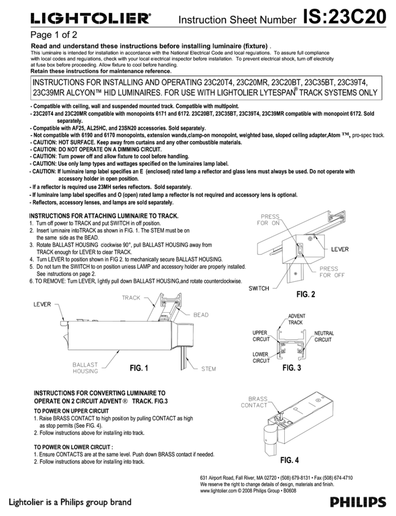 Lightolier Alcyon 23C20BT Instructions for installation and operation Lightolier Alcyon 23C20BT Instructions for installation and operation