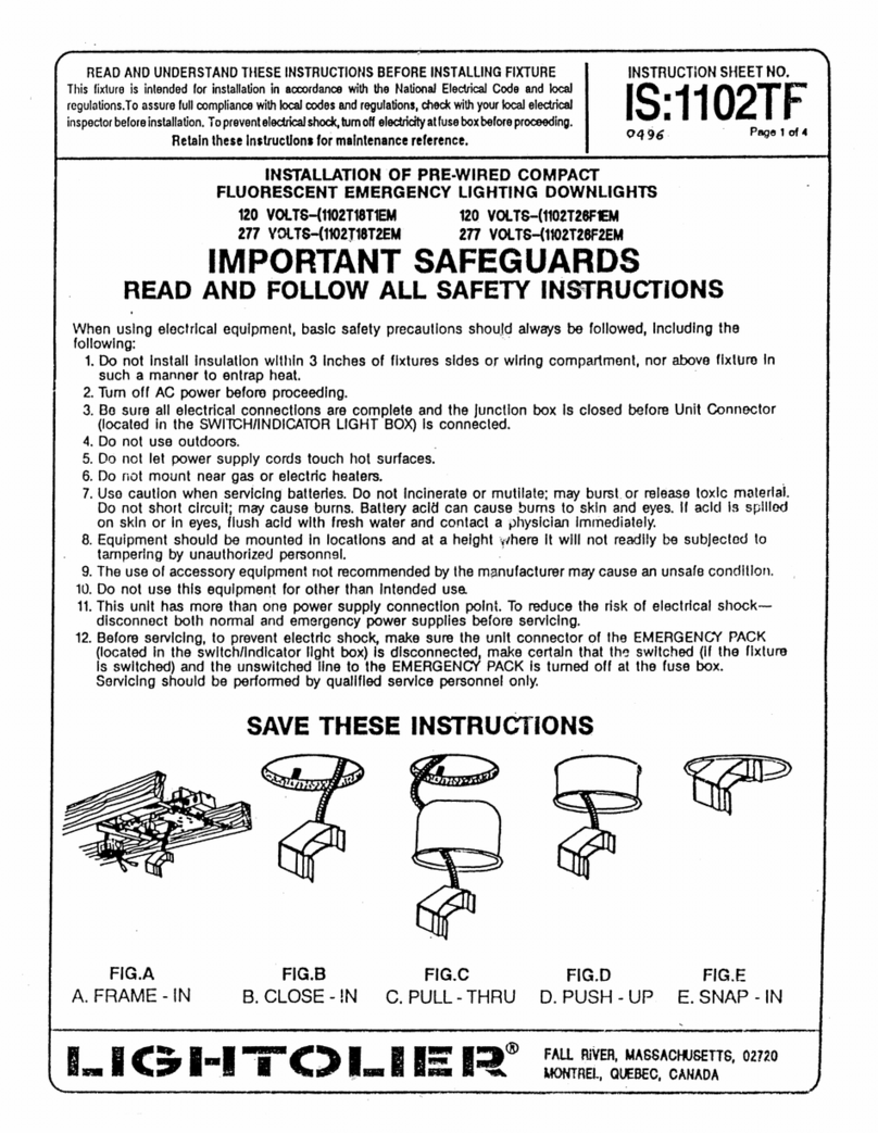 Lightolier 1102TF User manual Lightolier 1102TF User manual