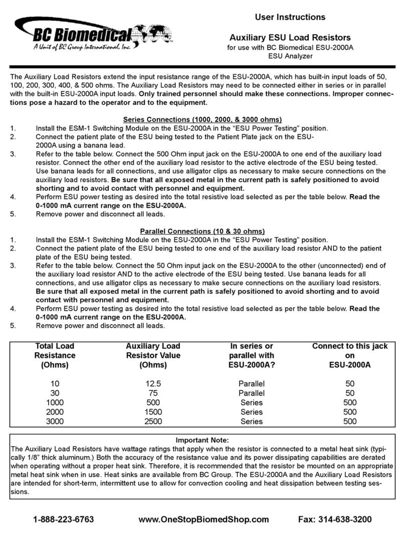 BC Biomedical Auxiliary ESU Load Resistor User instructions