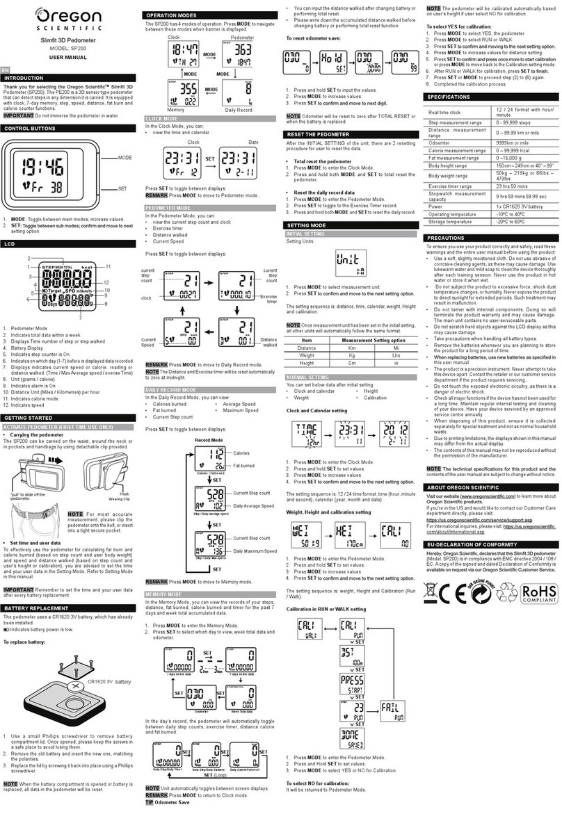 Oregon Scientific Slimfit SP200 User manual
