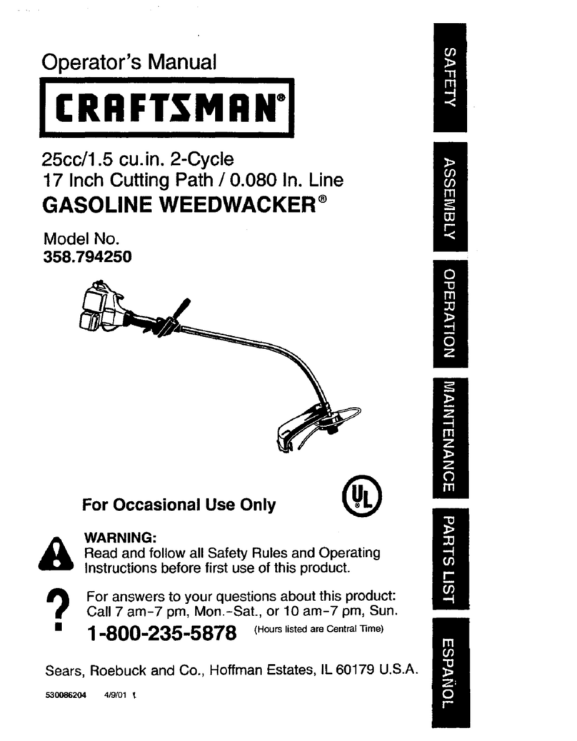 Craftsman WEEDWACKER 358.794250 Operator's manual