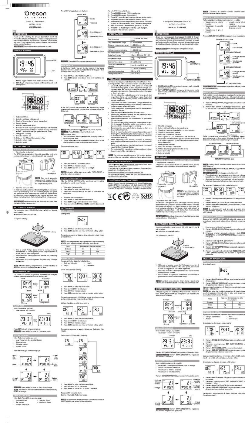 Oregon Scientific Slimfit SP200 user manual
