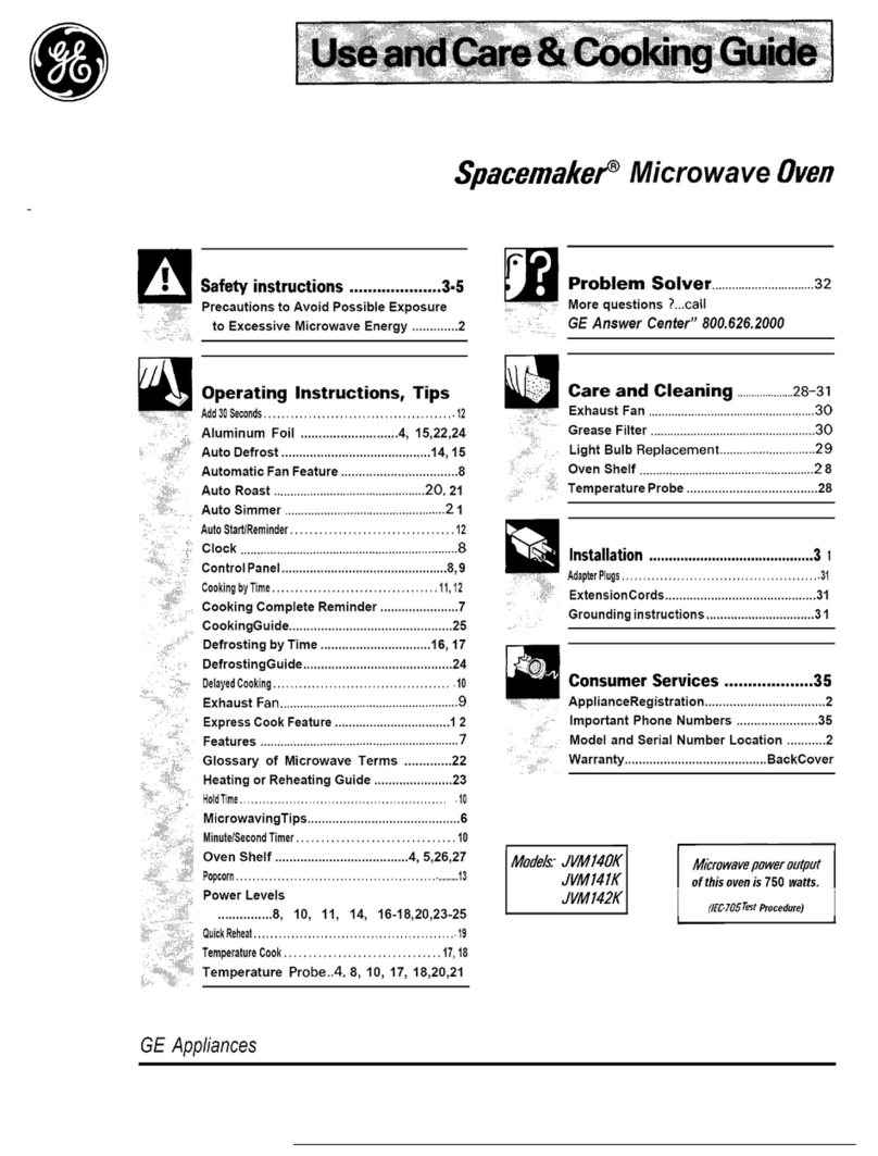 GE Spacemaker JVM140K04 User manual GE Spacemaker JVM140K04 User manual