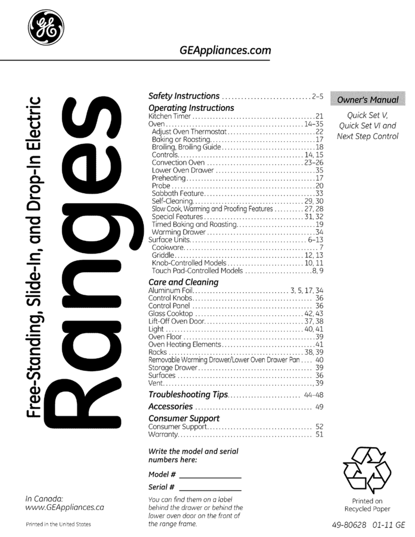 GE Quick Set V Series owner's manual