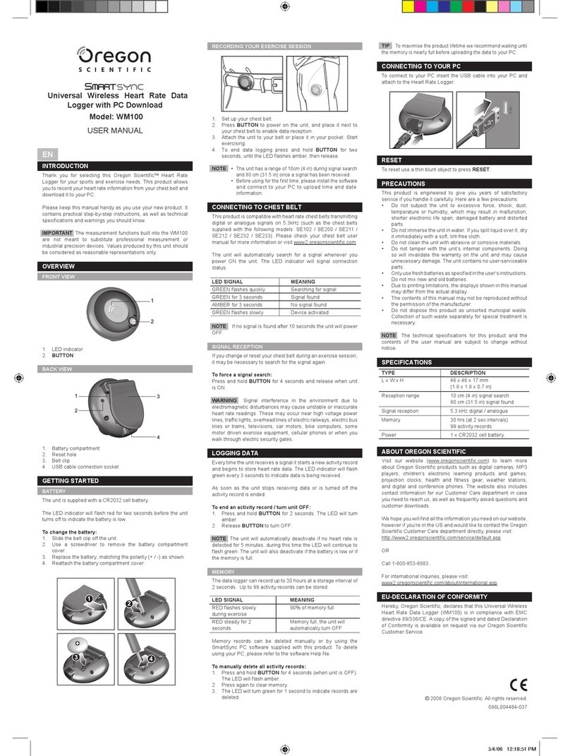 Oregon Scientific SMARTSYNC WM100 user manual