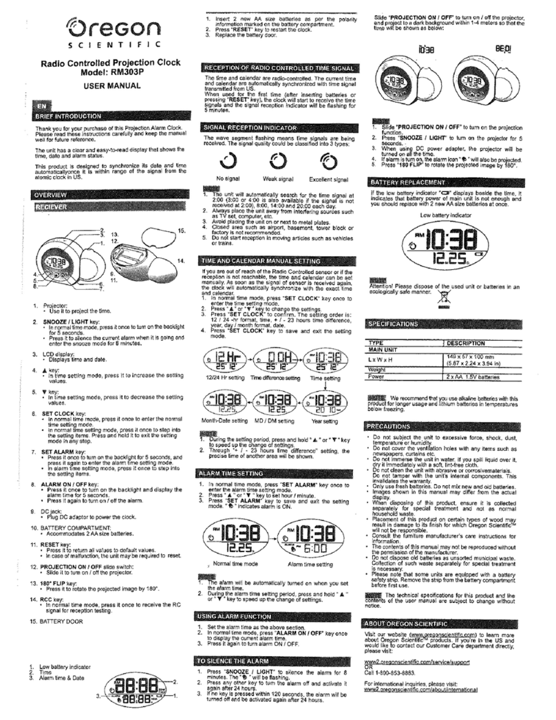 Oregon Scientific RM303P User manual Oregon Scientific RM303P User manual