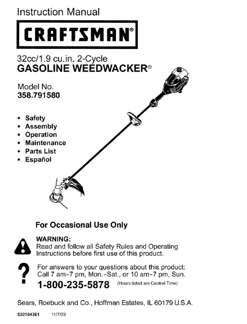 Craftsman WEEDWACKER 358.791580 instruction manual