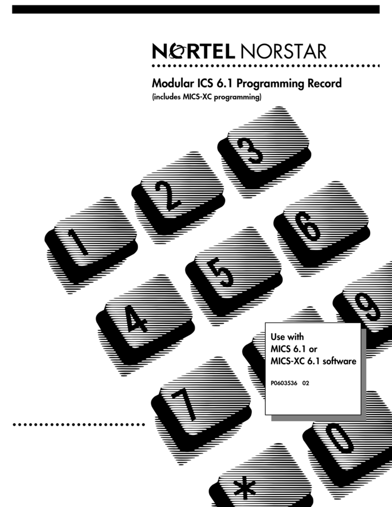Nortel NORSTAR Modular ICS 6.1 User manual Nortel NORSTAR Modular ICS 6.1 User manual