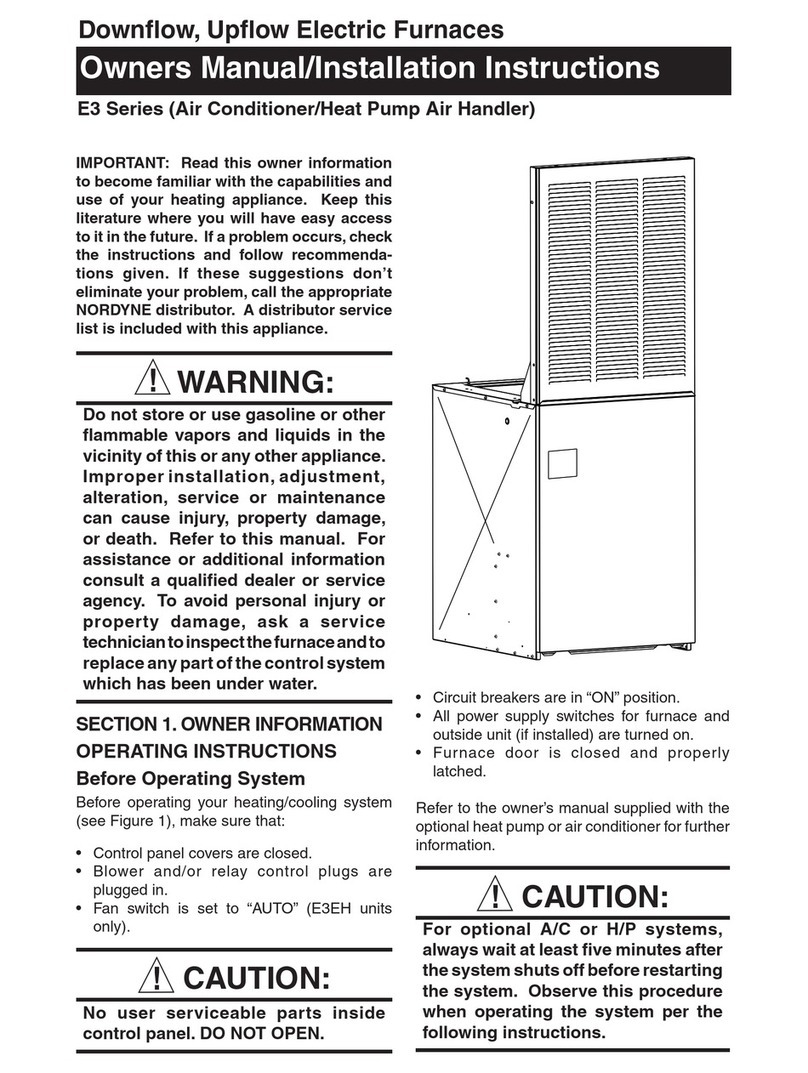 Nordyne E3 Series and Operating instructions