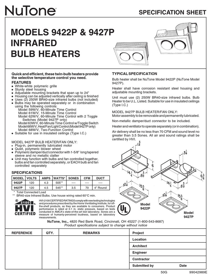NuTone 9422P  sheet Specification sheet