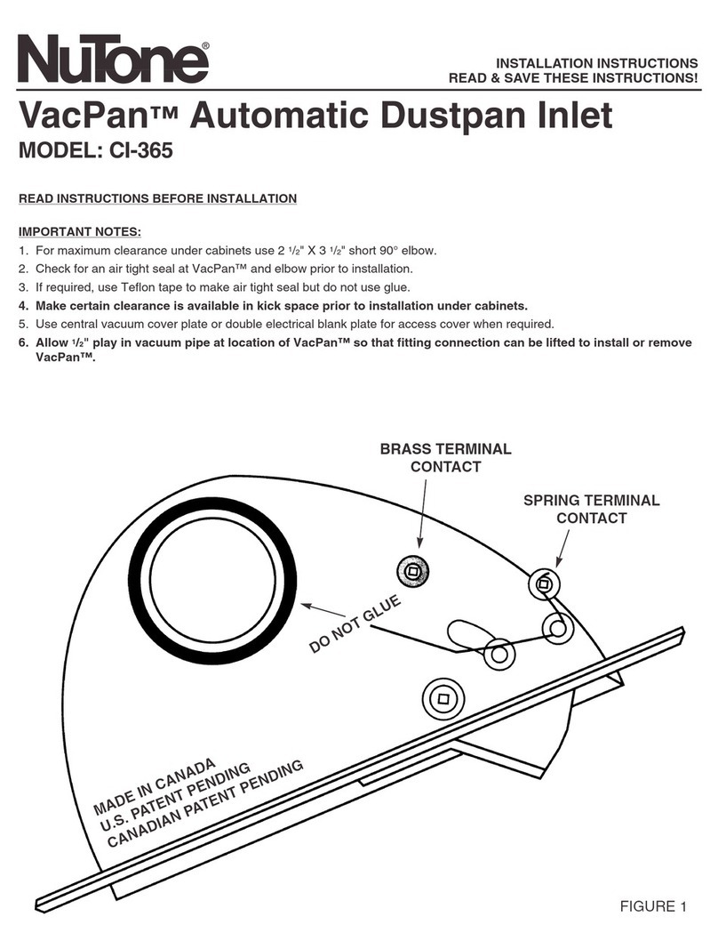 NuTone VAC PAN CI-365 installation instructions