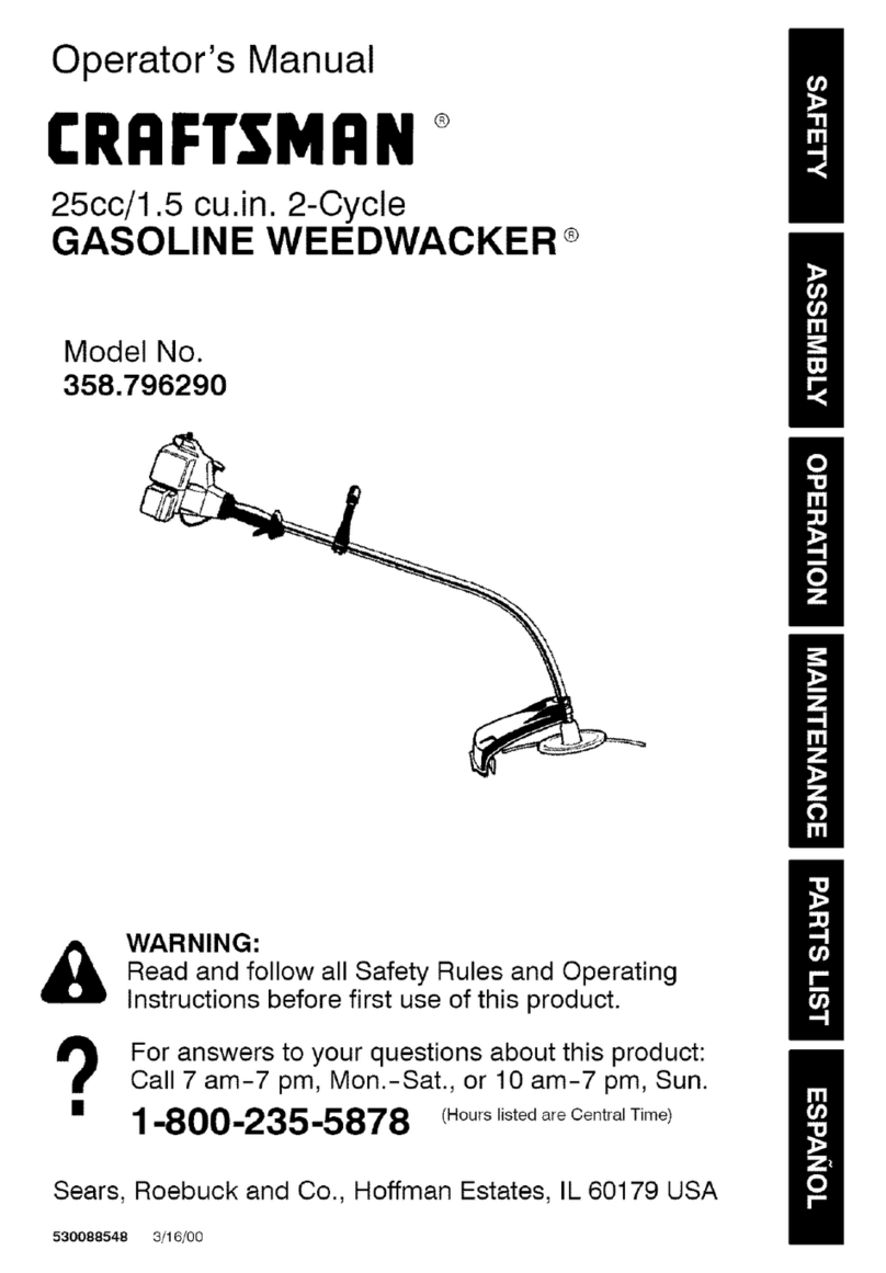 Craftsman WEEDWACKER 358.796290 Operator's manual Craftsman WEEDWACKER 358.796290 Operator's manual