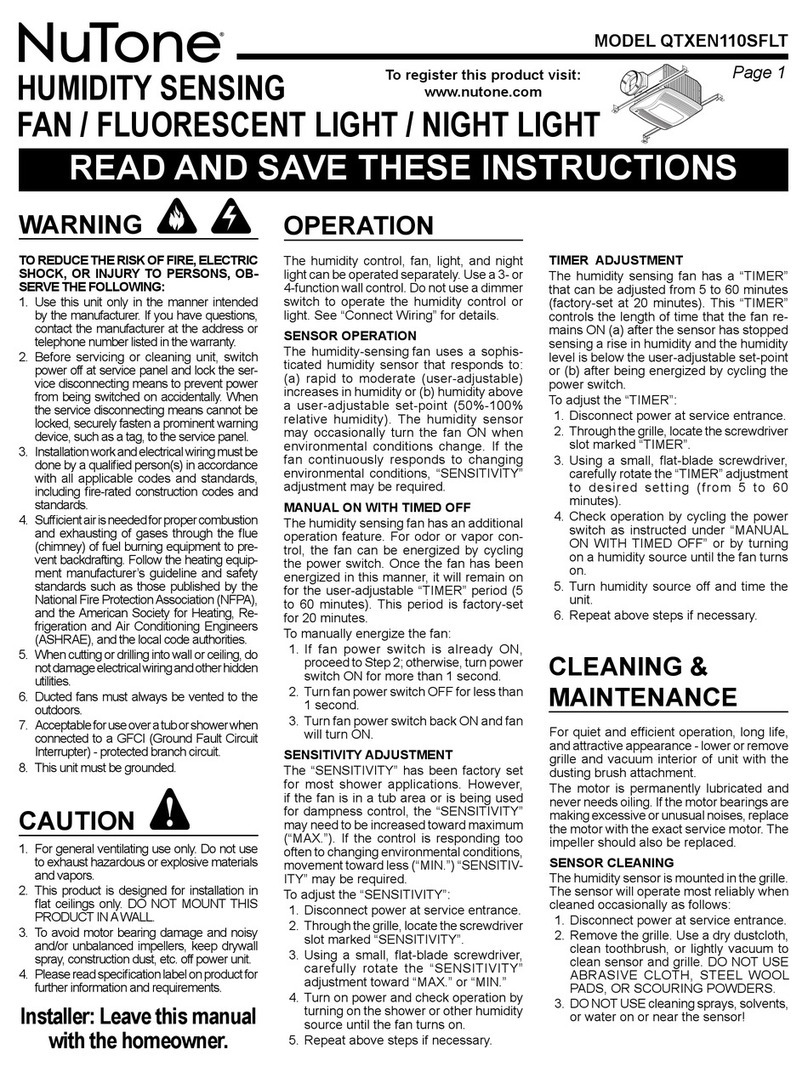 NuTone QTXEN110SFLT instructions