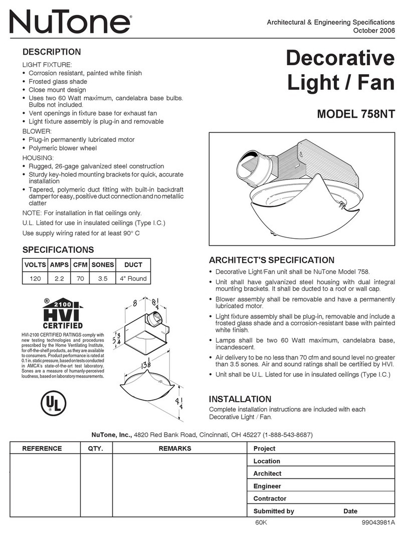 NuTone 758NT User manual