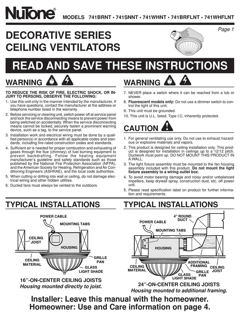 NuTone 741BRNT User manual