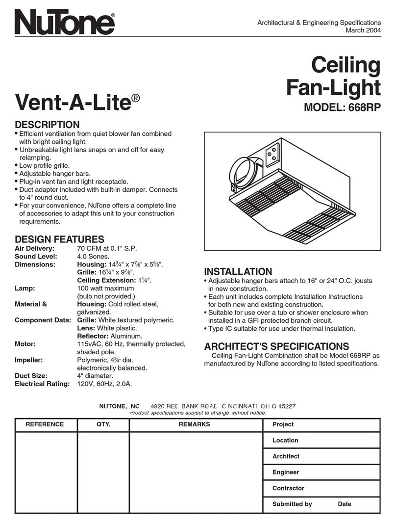 NuTone VENT-A-LITE 668RP User manual