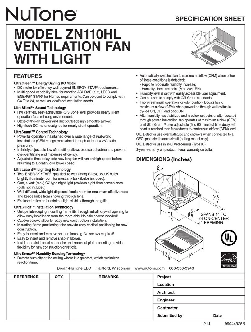 NuTone ZN110HL  sheet User manual