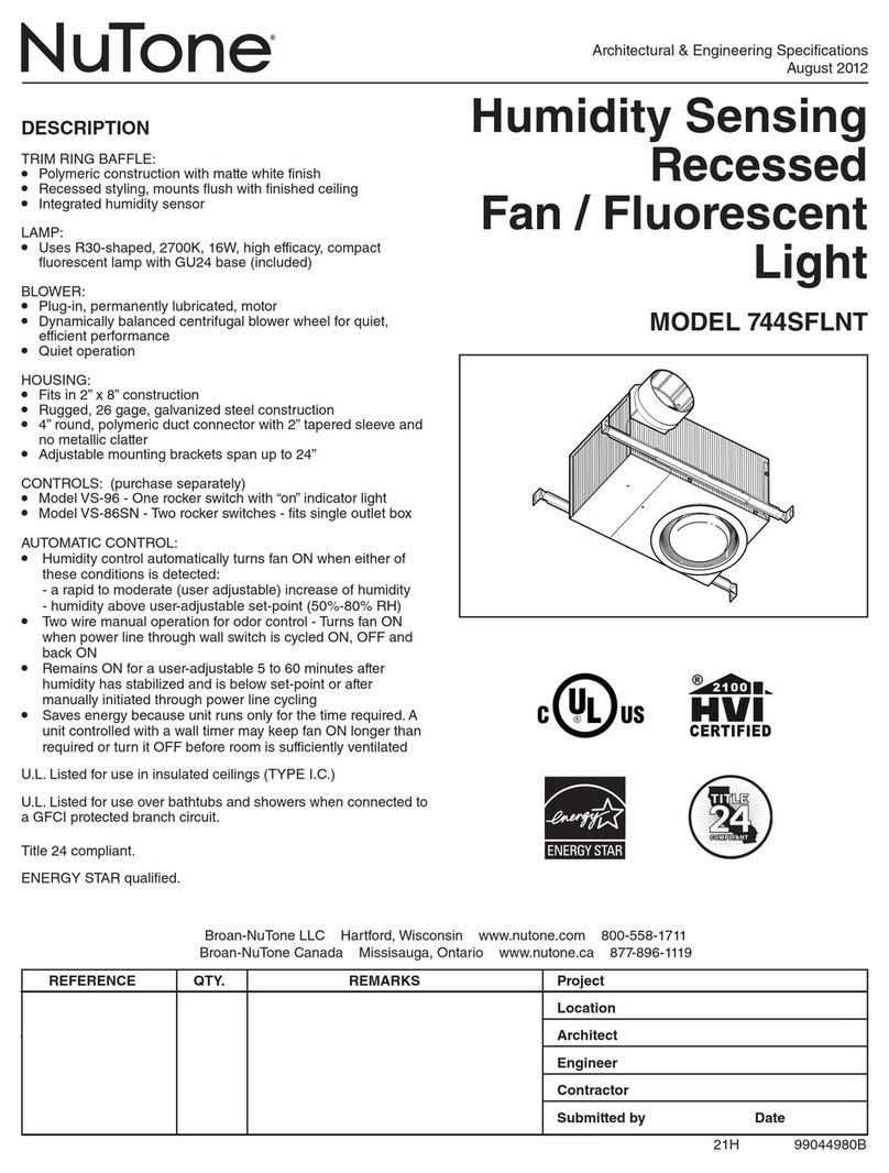 NuTone 744SFLNT Architectural & engineering specifications