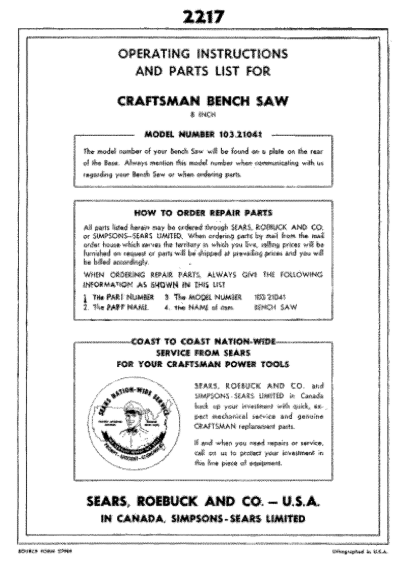 Craftsman 103.21041 Use and care manual