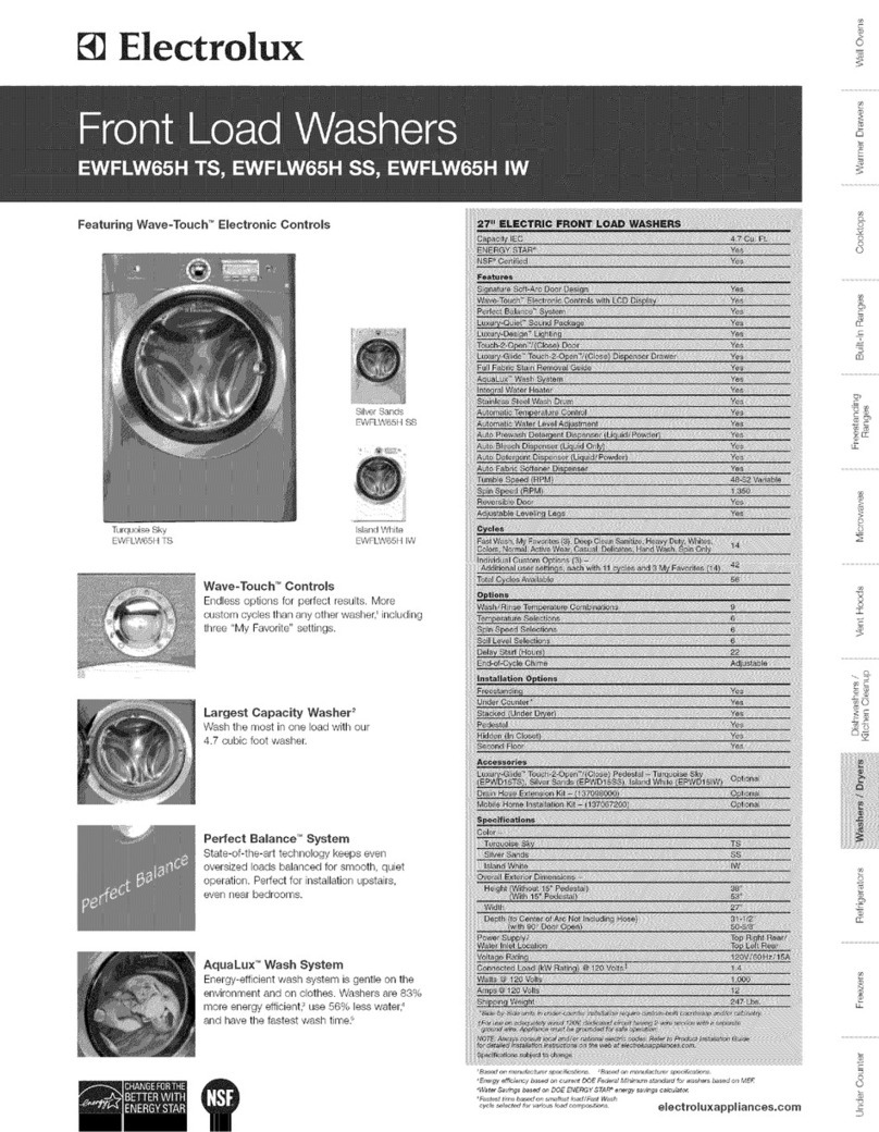 Electrolux EWFLW65HIW - 27" Front-Load Washer specification