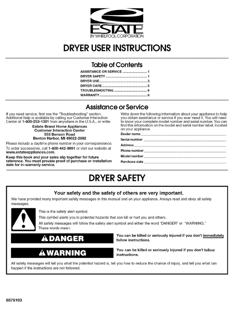 Estate Dryer User instructions
