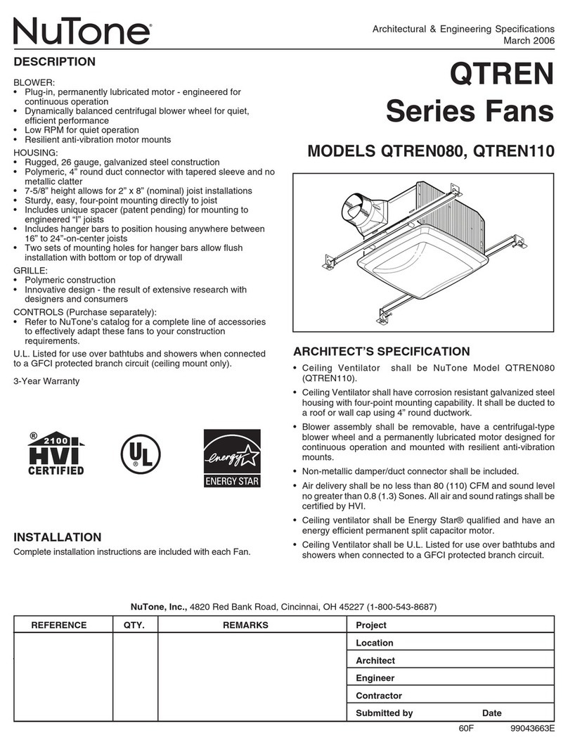 NuTone QTREN080 Series User manual