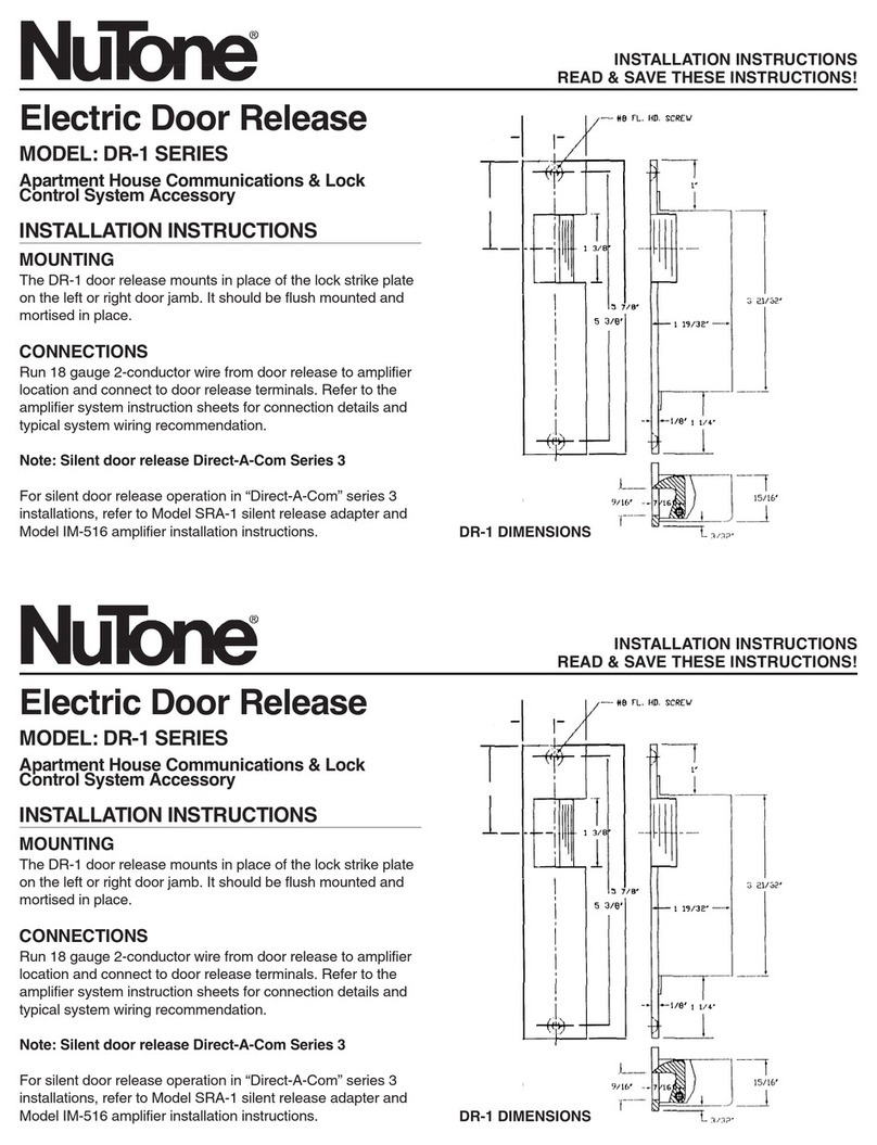 NuTone DR-1 SERIES User manual