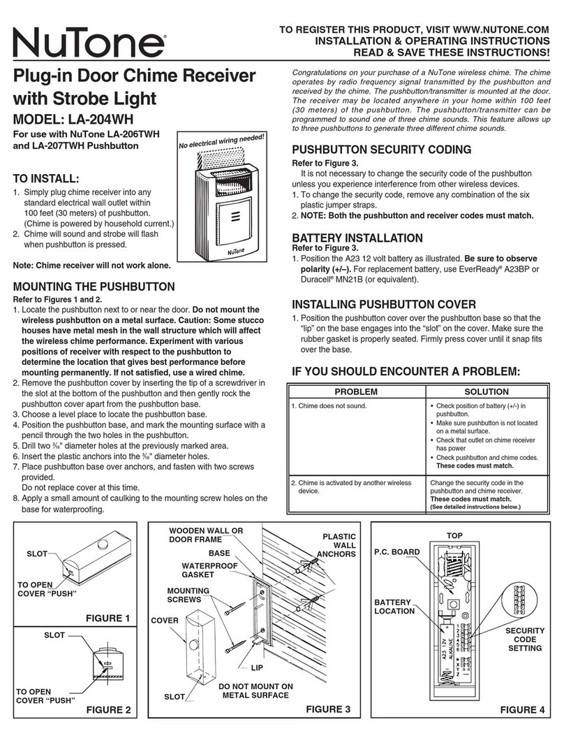 NuTone LA-204WH Installation & operating instructions NuTone LA-204WH Installation & operating instructions