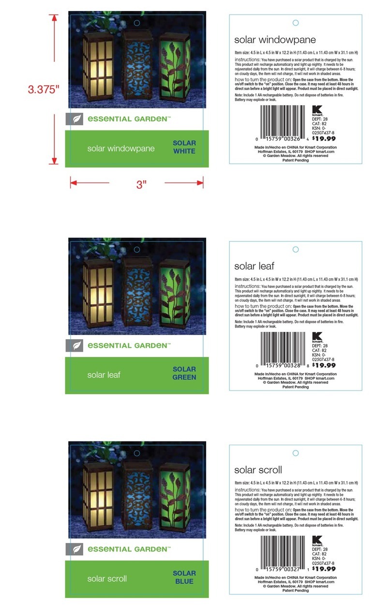 Essential Garden solar windowpane User manual