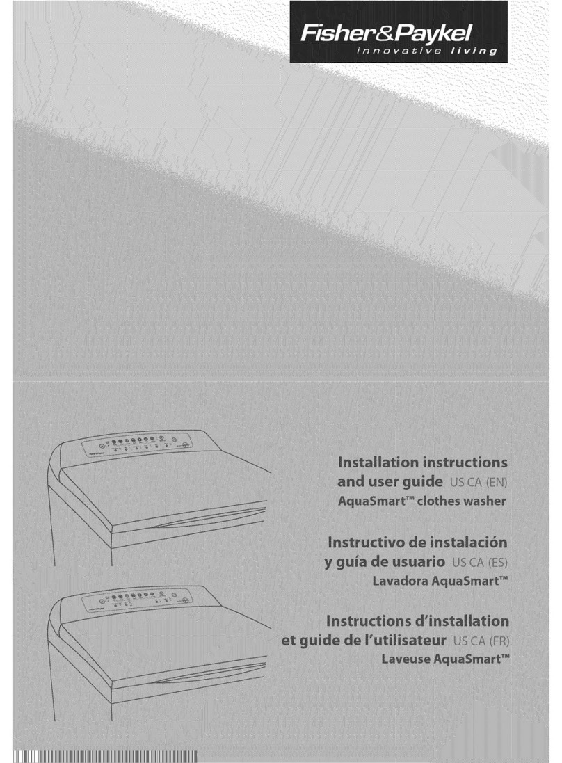 Fisher & Paykel AquaSmart Series Installation instructions and user guide