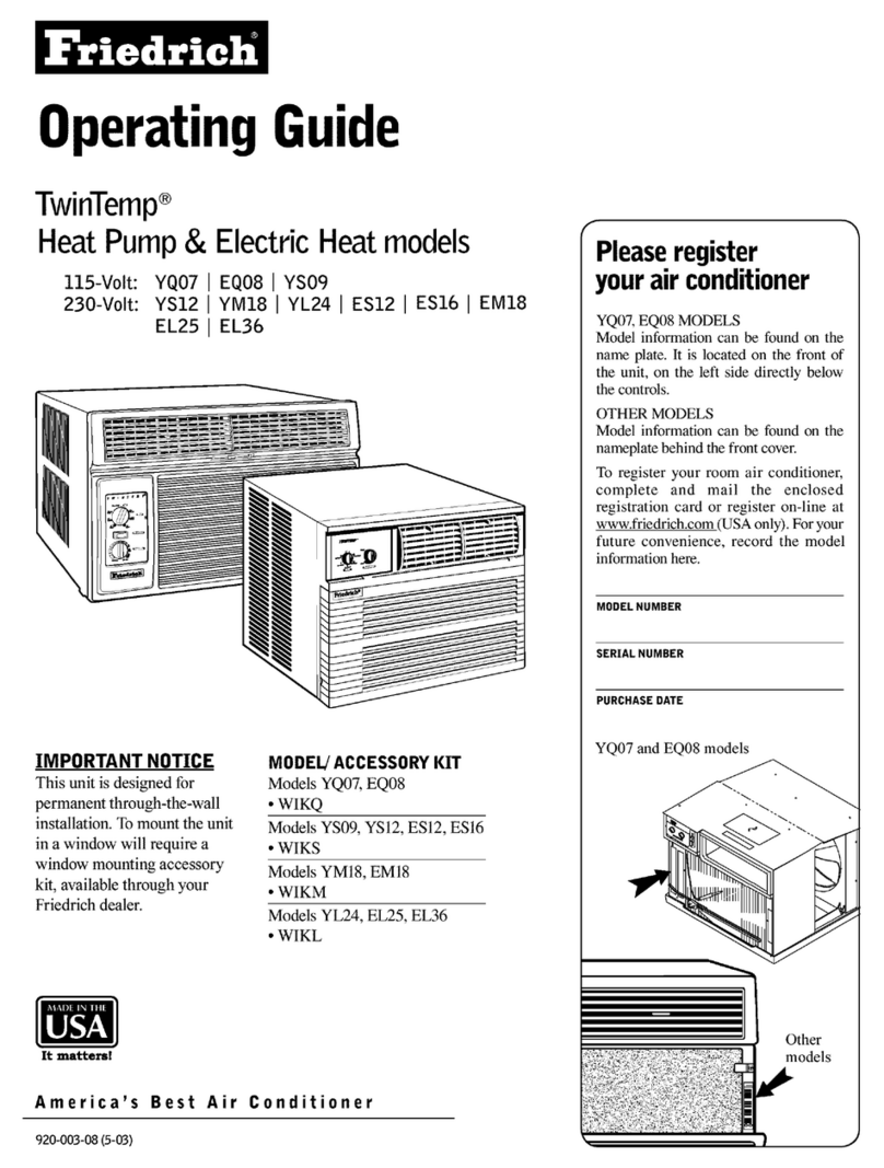Friedrich Twintemp YQ07 operating guide Friedrich Twintemp YQ07 operating guide