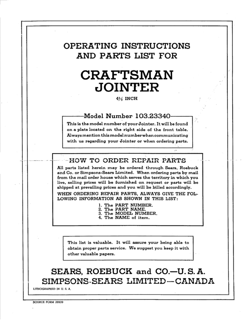 Craftsman 103.23340 Operating instructions and parts list