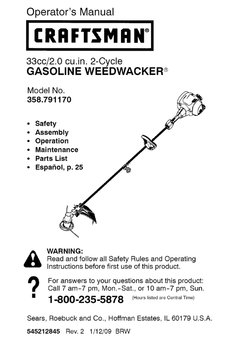 Craftsman WEEDWACKER 358.791170 Operator's manual