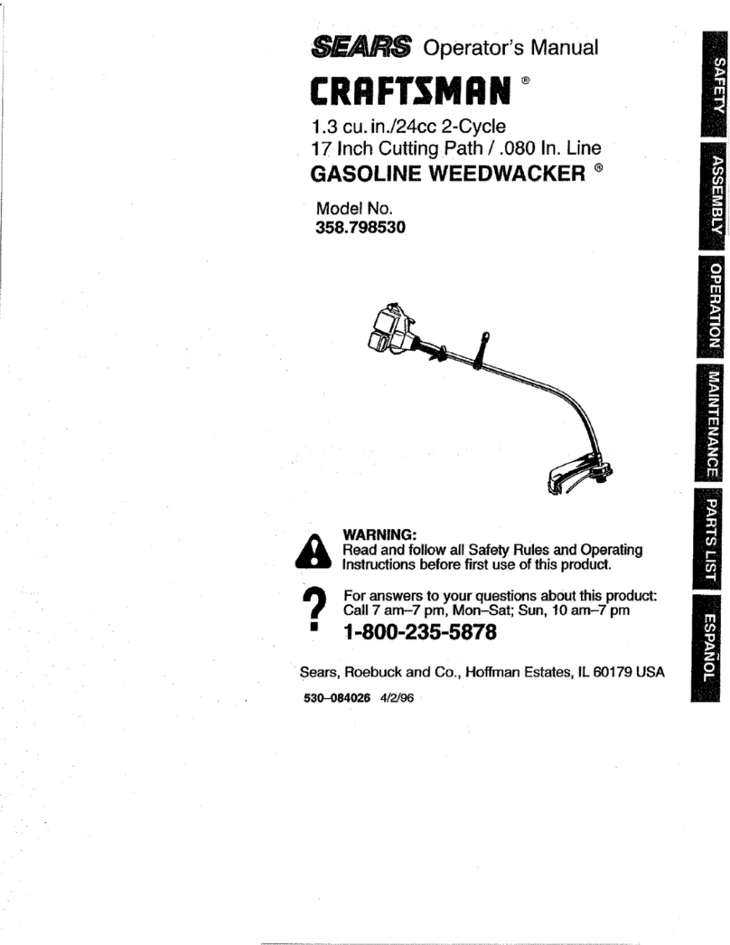 Craftsman WEEDWACKER 358.798530 Operator's manual