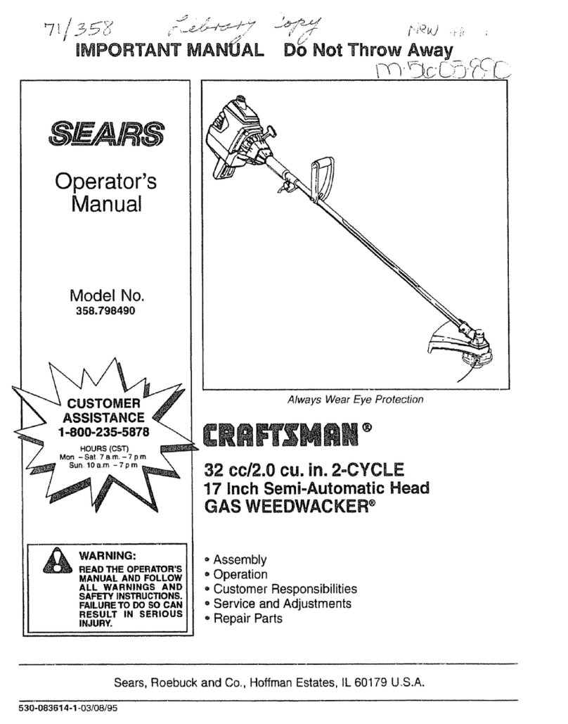 Craftsman WEEDWACKER 358.798490 User manual