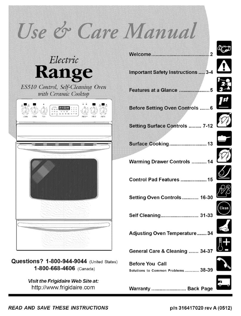 Frigidaire PLGFMZ98GCA Use & care manual