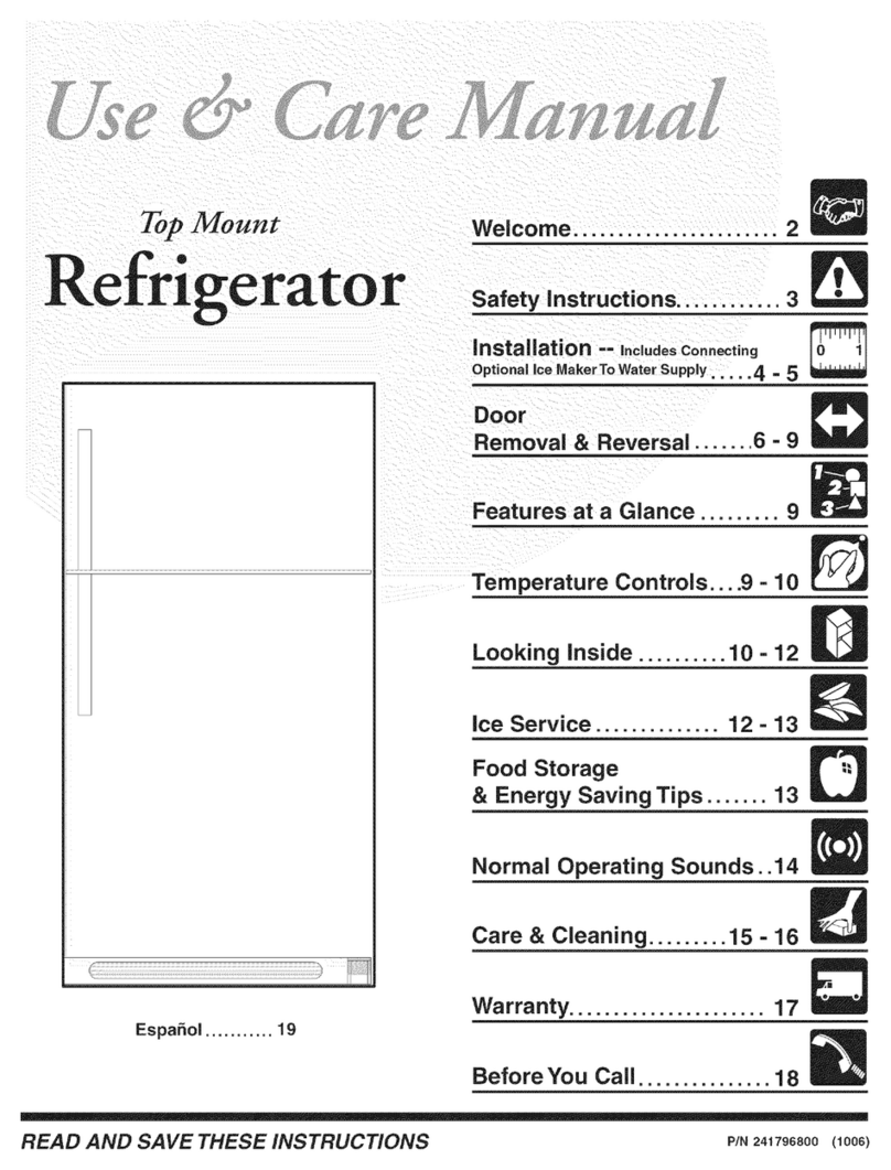 Frigidaire PLHT219SCB8 Use & care manual