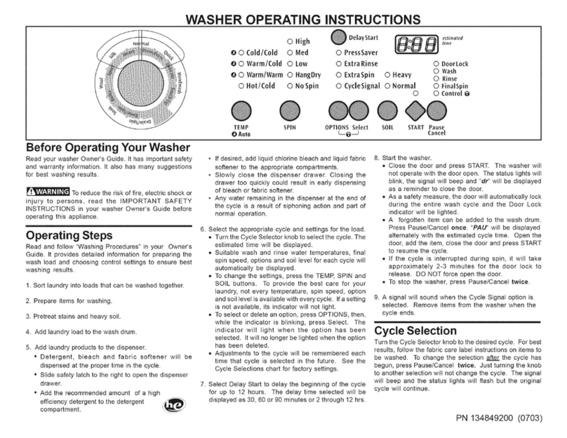Frigidaire LTF2940F User manual