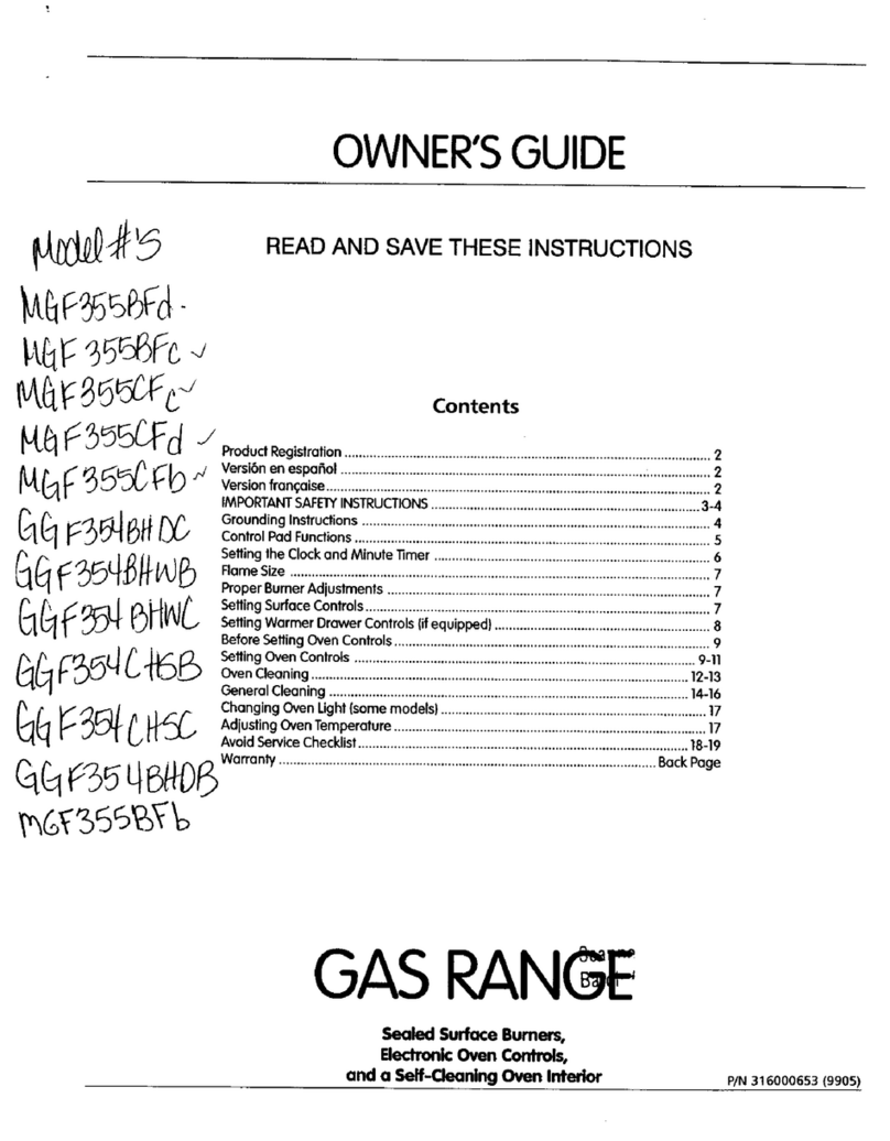 Frigidaire MGF355BFB owner's guide