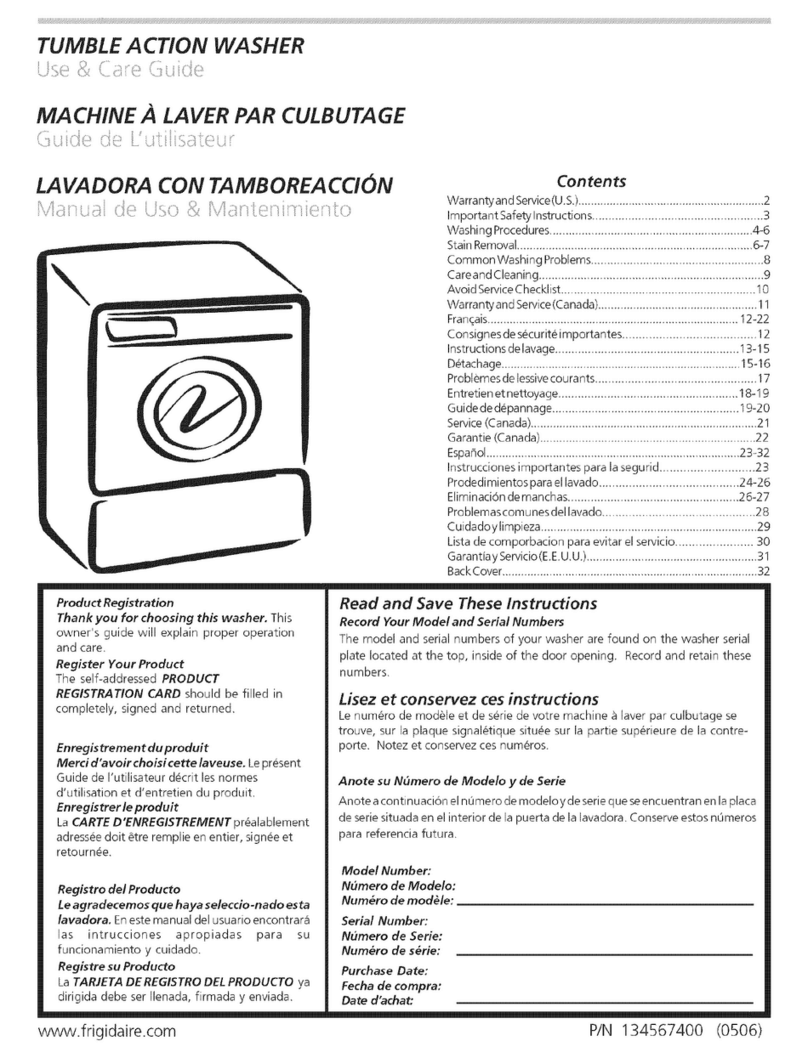 Frigidaire GLTF1670AS1 User manual