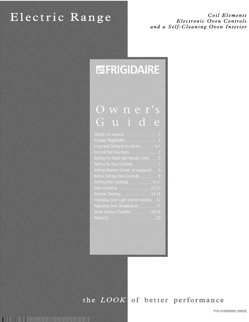 Frigidaire FEF355BFWB owner's guide