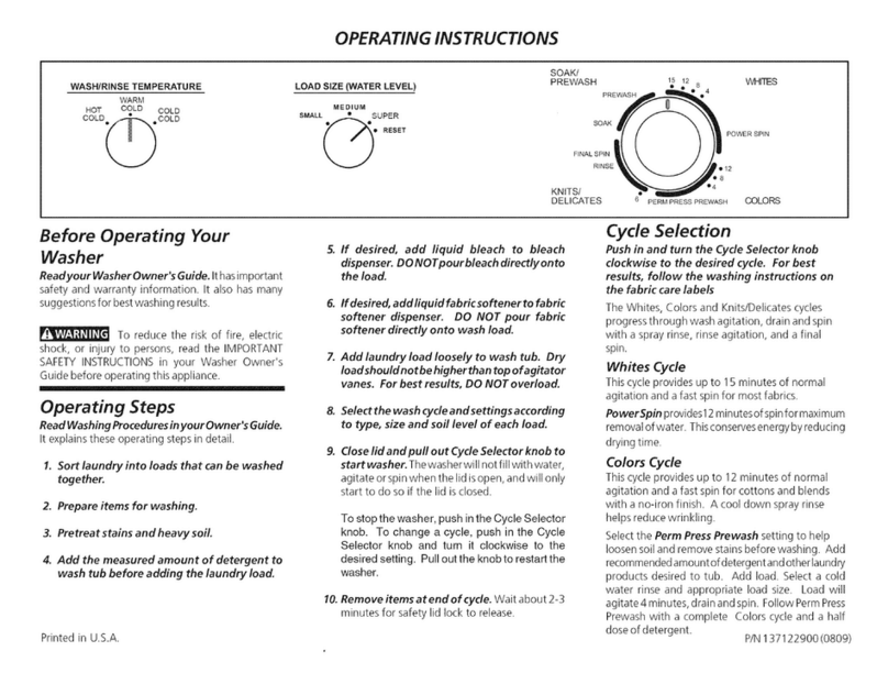 Frigidaire FWS1233FS2 manual