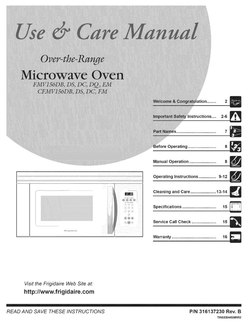 Frigidaire CFMV156FM Use & care manual