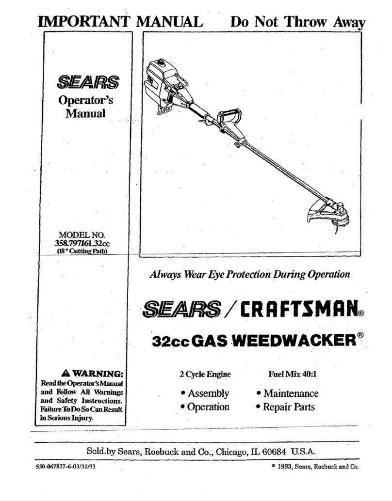 Craftsman Weedwacker 358.797161.32cc Operator's manual